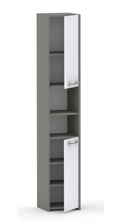 Słupek łazienkowy LUNA 40 cm 2D szary z białym frontami, mat/połysk
